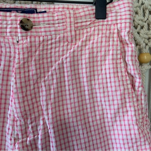 VINEYARD VINES Men's Seersucker Check 7" Breaker Shorts Island Sunset Pink 28 - Picture 2 of 11